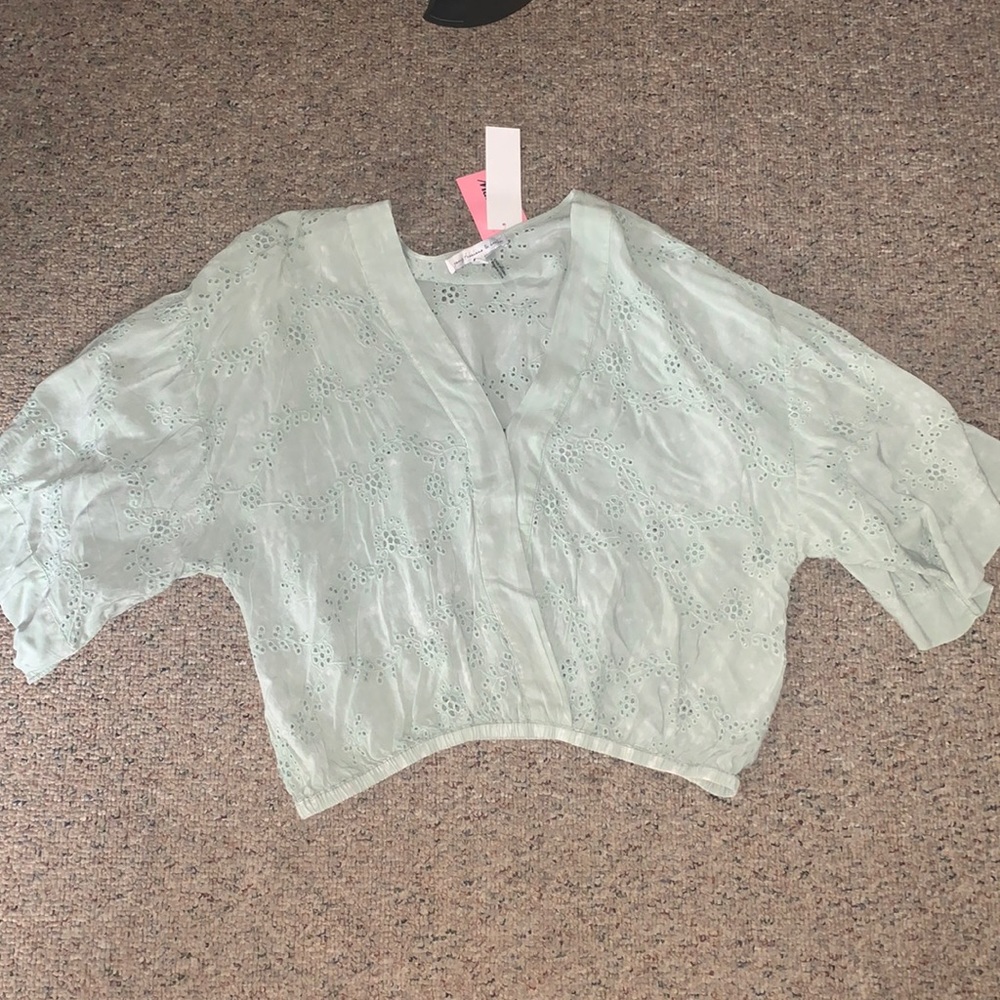 NWT Tie Dye Green Eyelet Top